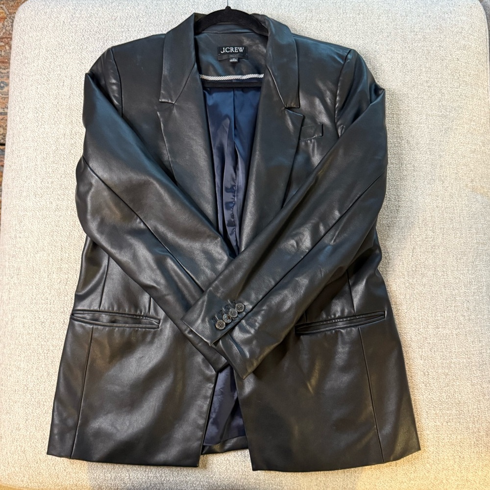 J. Crew Willa Faux Leather Blazer in Black size 12